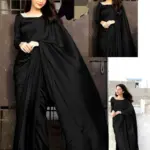 Stitched Saree Set in Rich Shamose Silk - 2 Pcs Includes Blouse & Petticoat