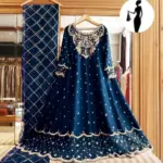 3 Pcs Women's Stitched Shamoz Silk Embroidered Maxi Suit