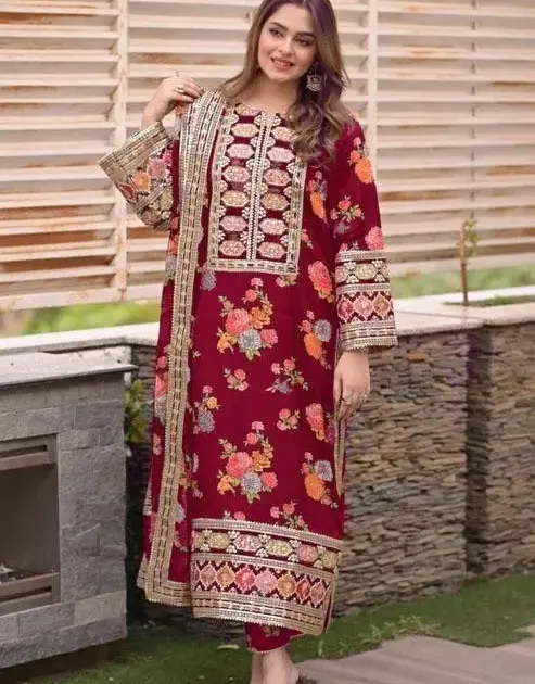 3 Pcs Women's Stitched Lawn Patch Work Suit