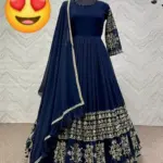 3 Pcs Women's Stitched Shamoz Silk Embroidered Maxi And Trouser