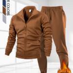 2 Pcs Men's Fleece Plain Zipper Track Suit