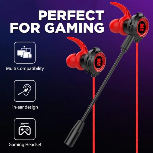 Gaming In-Ear Wired Earphones with Microphone – Perfect for Mobile & PC Gaming