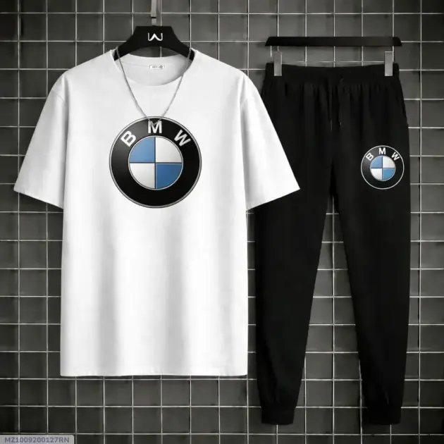 Bmw White Men's Polyester Printed Track Suit