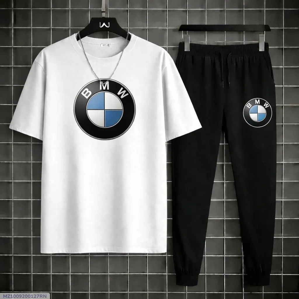 Bmw White Men's Polyester Printed Track Suit