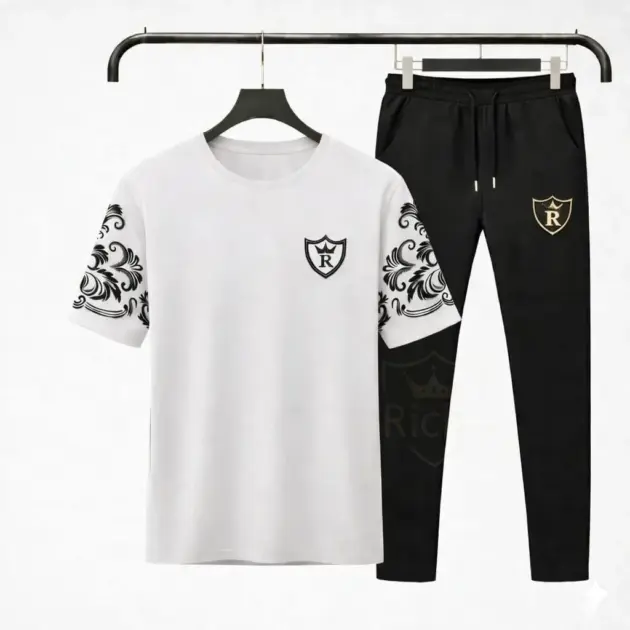 RichMan Royal Summer Tracksuit Set – Premium T-Shirt & Trouser (Breathable & Stylish)