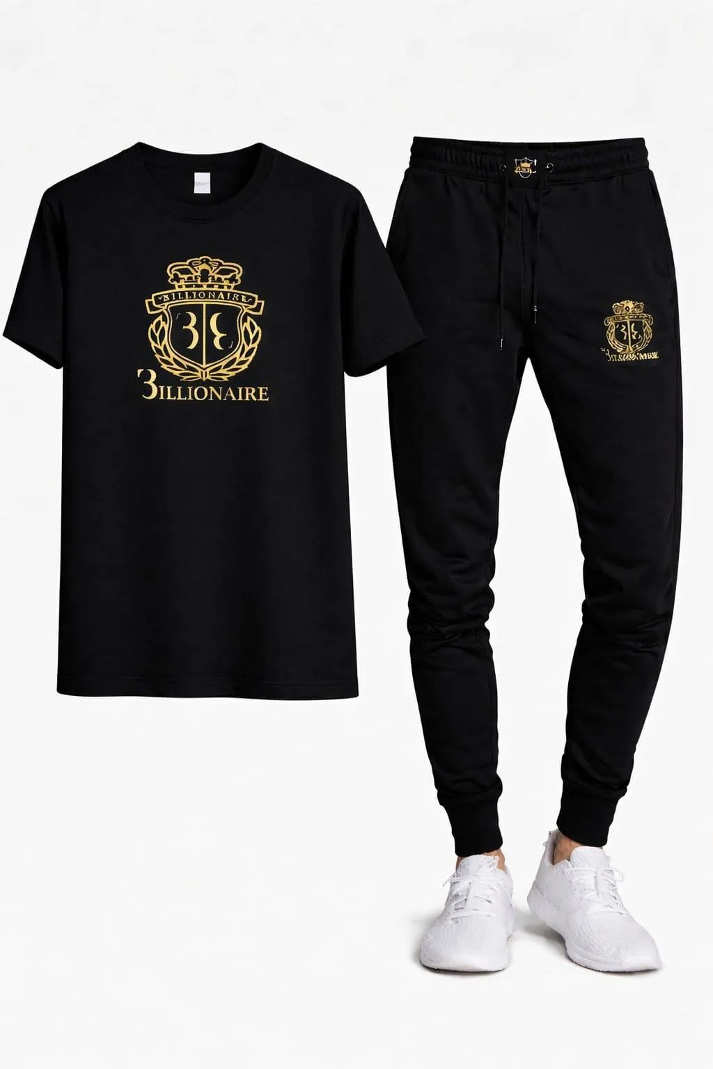 Gold Billionare Printed T Shirt & Trouser Set ( Stylih & Breathable )