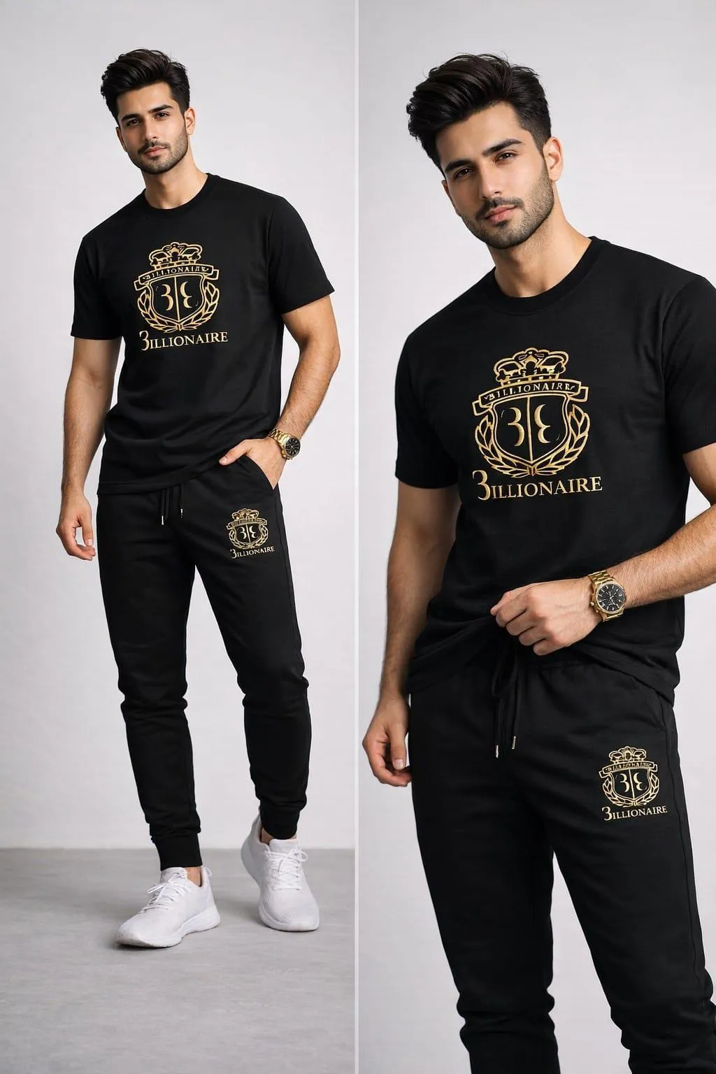 Gold Billionare Printed T Shirt & Trouser Set ( Stylih & Breathable ) - Image 3