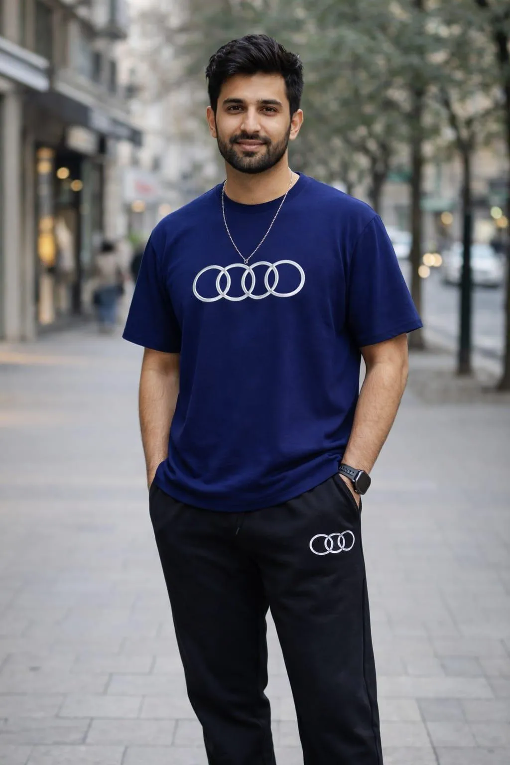 Premium Audi-Logo Printed T Shirt & Trouser Set ( Stylish & Breathable ) - Image 3
