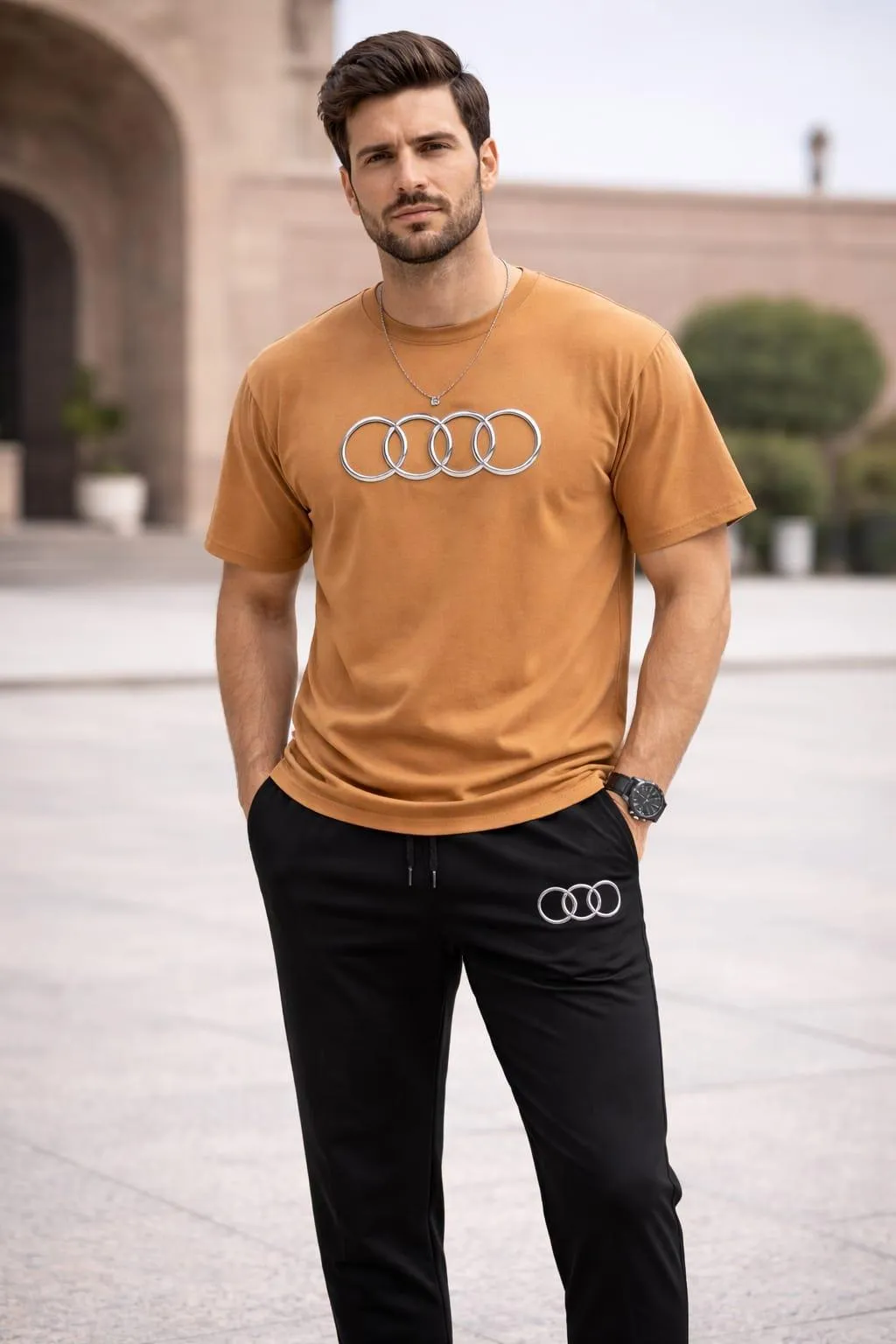 Premium Audi-Logo Printed T Shirt & Trouser Set ( Stylish & Breathable ) - Image 2