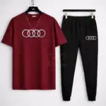 Premium Audi-Logo Printed T Shirt & Trouser Set ( Stylish & Breathable )