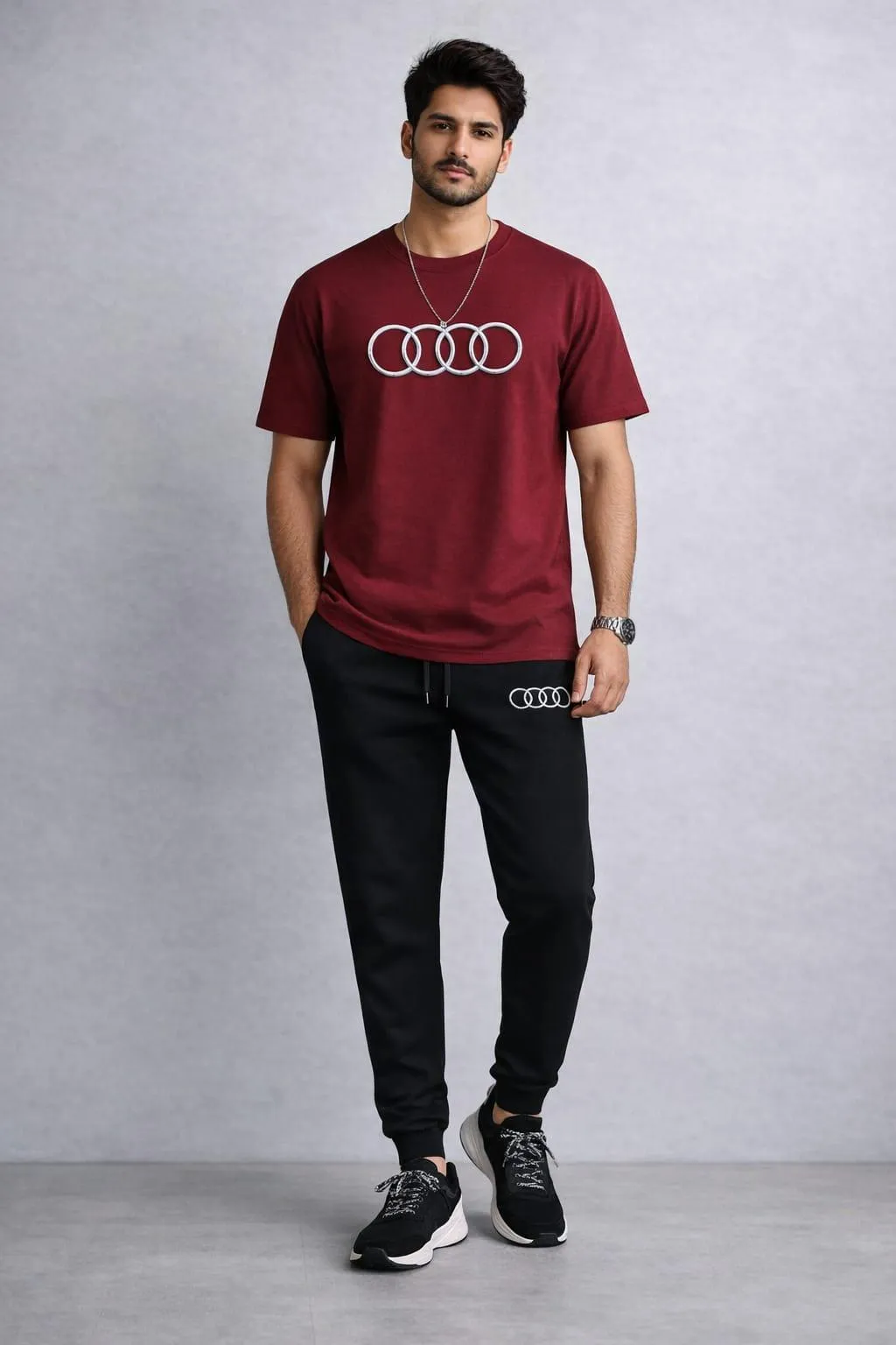 Premium Audi-Logo Printed T Shirt & Trouser Set ( Stylish & Breathable ) - Image 2