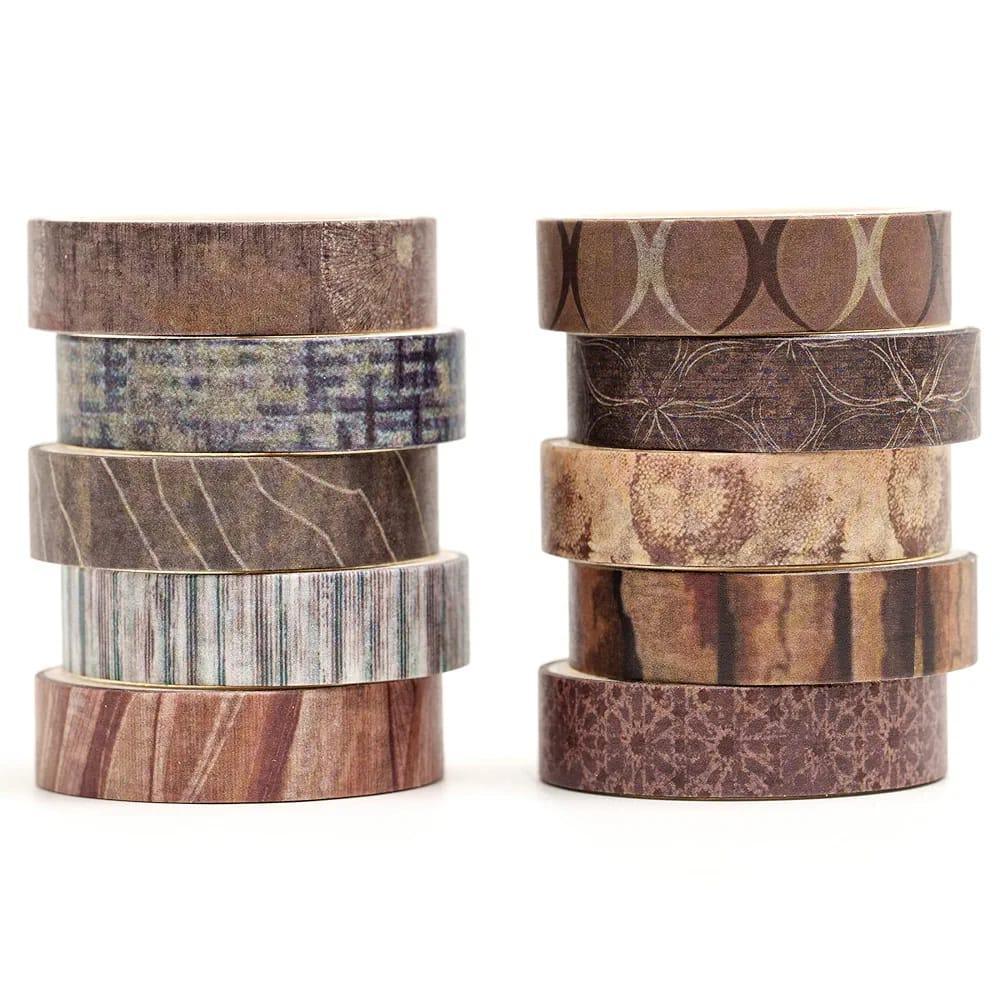 Colorful Durable Washi Tape Set - 10 Pcs Self-Adhesive Crafting Tapes - Image 4
