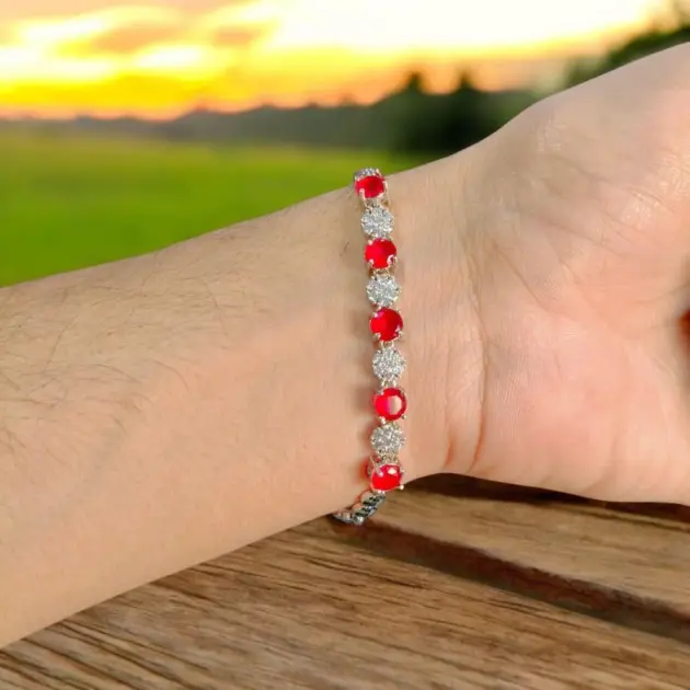 Girls Funky Silver Plated Crystal Chain Bracelet