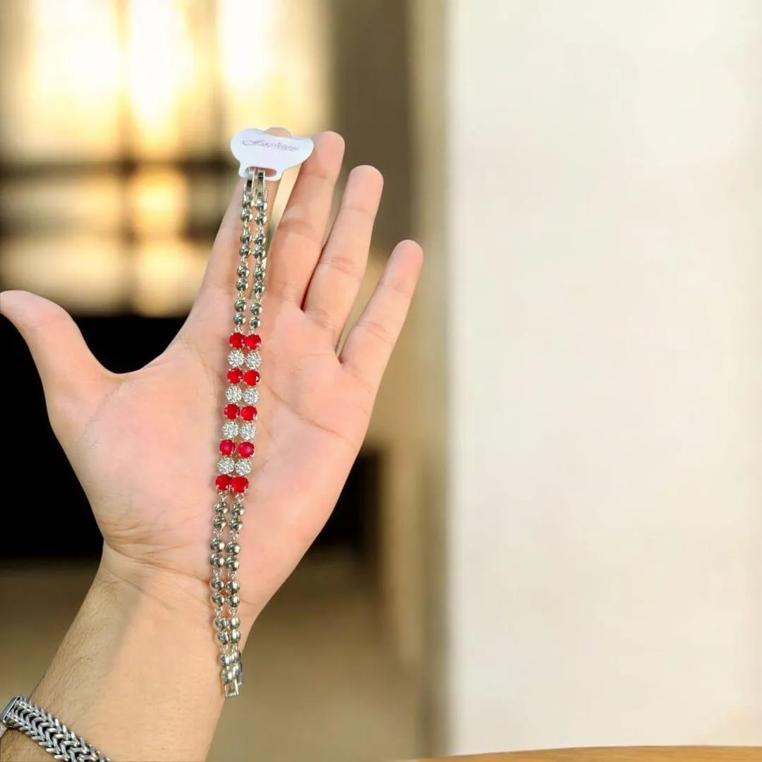 Girls Funky Silver Plated Crystal Chain Bracelet - Image 2