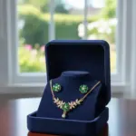 2 Layered Gold Plated Crystal Pendant Set