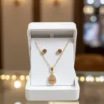 Modern Design Gold Plated Crystal Pendant Set