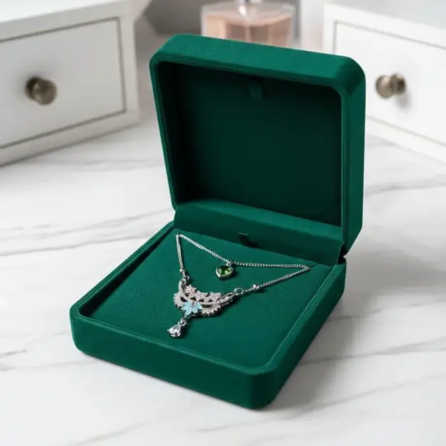 2 Layered Silver Plated Crystal Pendant