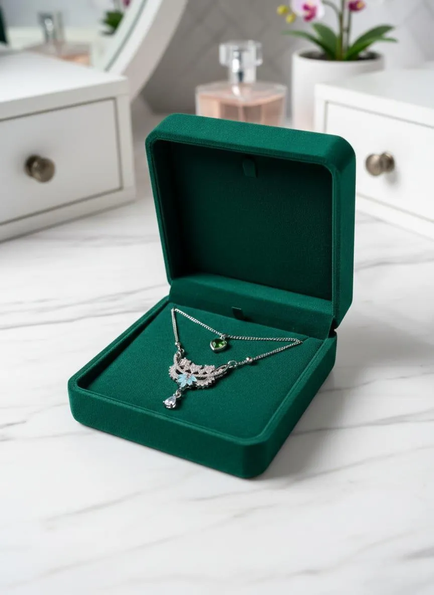 2 Layered Silver Plated Crystal Pendant