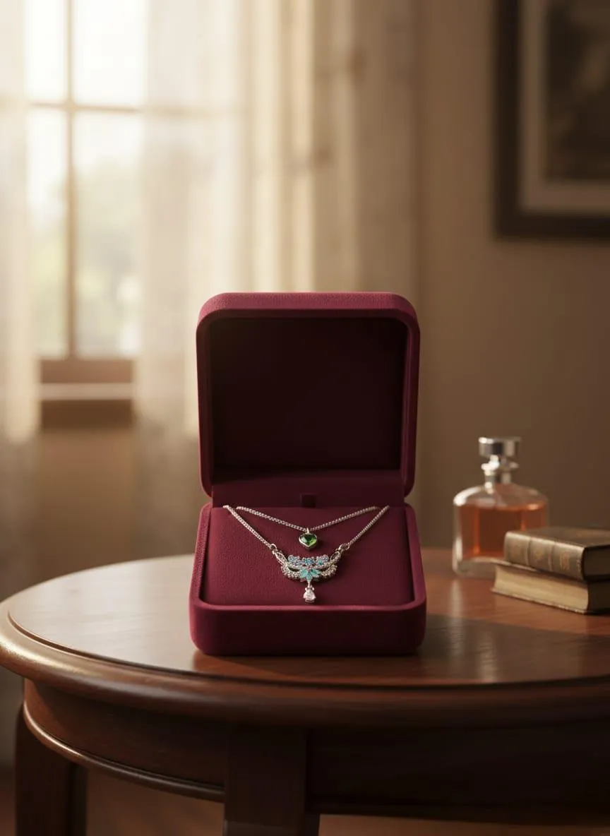 2 Layered Silver Plated Crystal Pendant - Image 2