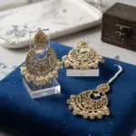 Modern Design Gold Plated Crystal Earrings Bindia Set