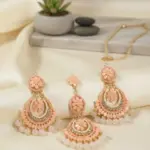 Modern Design Gold Plated Crystal Earrings Bindia Set