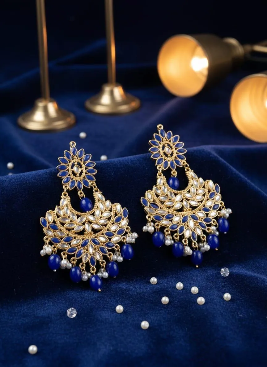 Turkish Design Gold Plated Crystal Earrings - Image 2