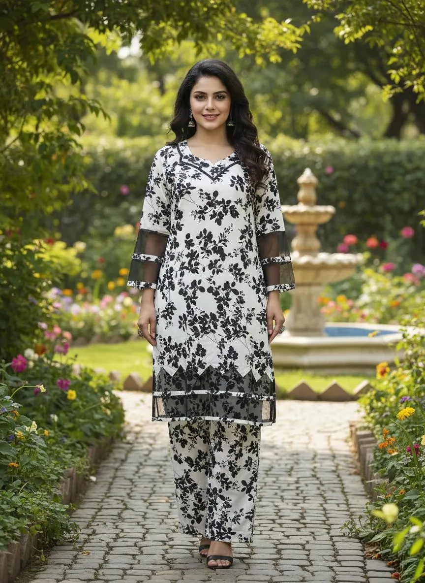 2 Pcs Women's Stitched Cotton Lawn Printed Shirt And Trouser - Image 3