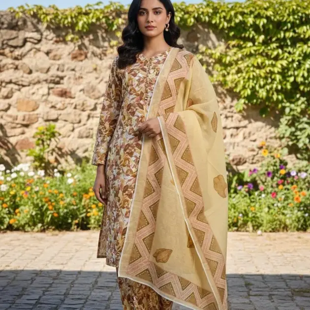 Eid Collection 3 Pcs Women's Stitched Cotton Lawn Printed Suit