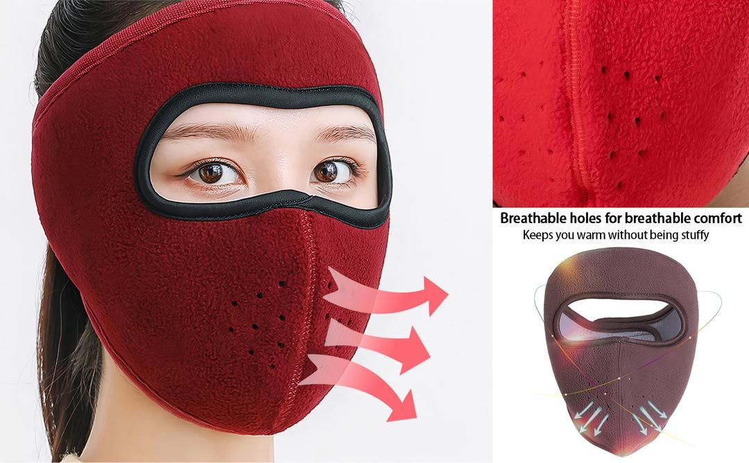 Weather Resistant Full Face Bike Mask - 1 Pc in Black, Red & Green - Image 3