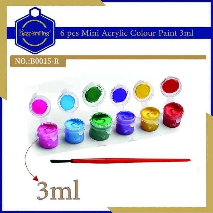 6 Pcs Mini Poster Paint Colors With 1 Brush,2 Kit In Multicolors - Image 4