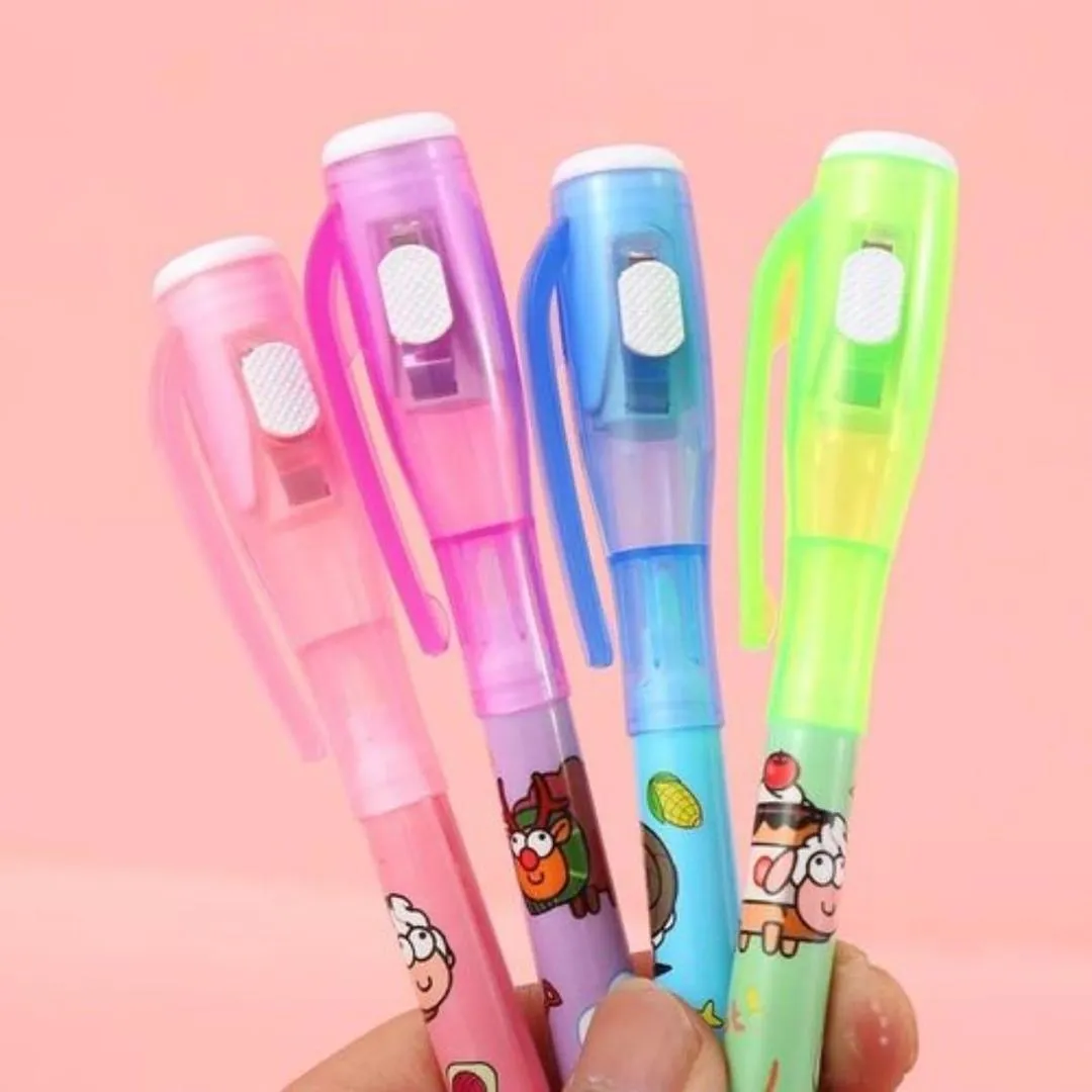 Multipurpose Invisible Cheating Pen With Light, 3 Pcs For Kids