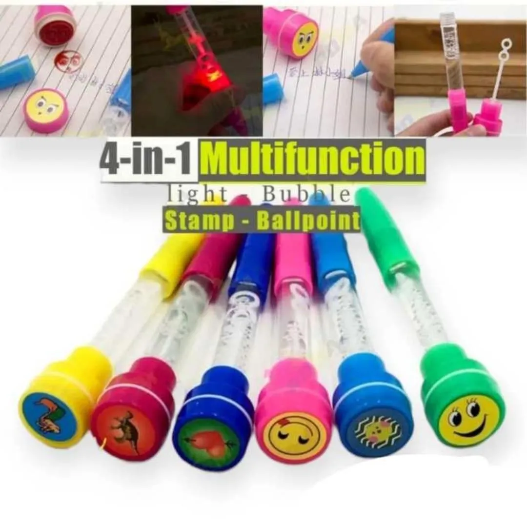 4 In 1 Multifunction Bubble Stamp Ball Pen For Kids, 3 Pcs - Image 3