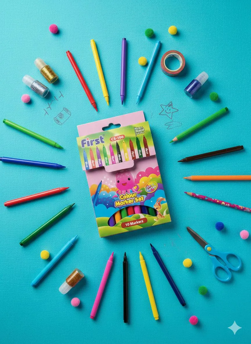 10 Pcs Colorful Markers Set For Kids, For Daily Use - Image 2