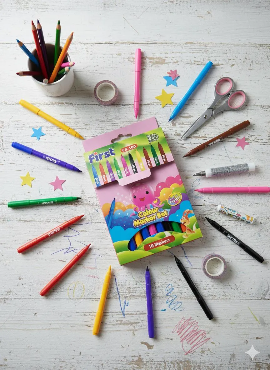 10 Pcs Colorful Markers Set For Kids, For Daily Use - Image 3