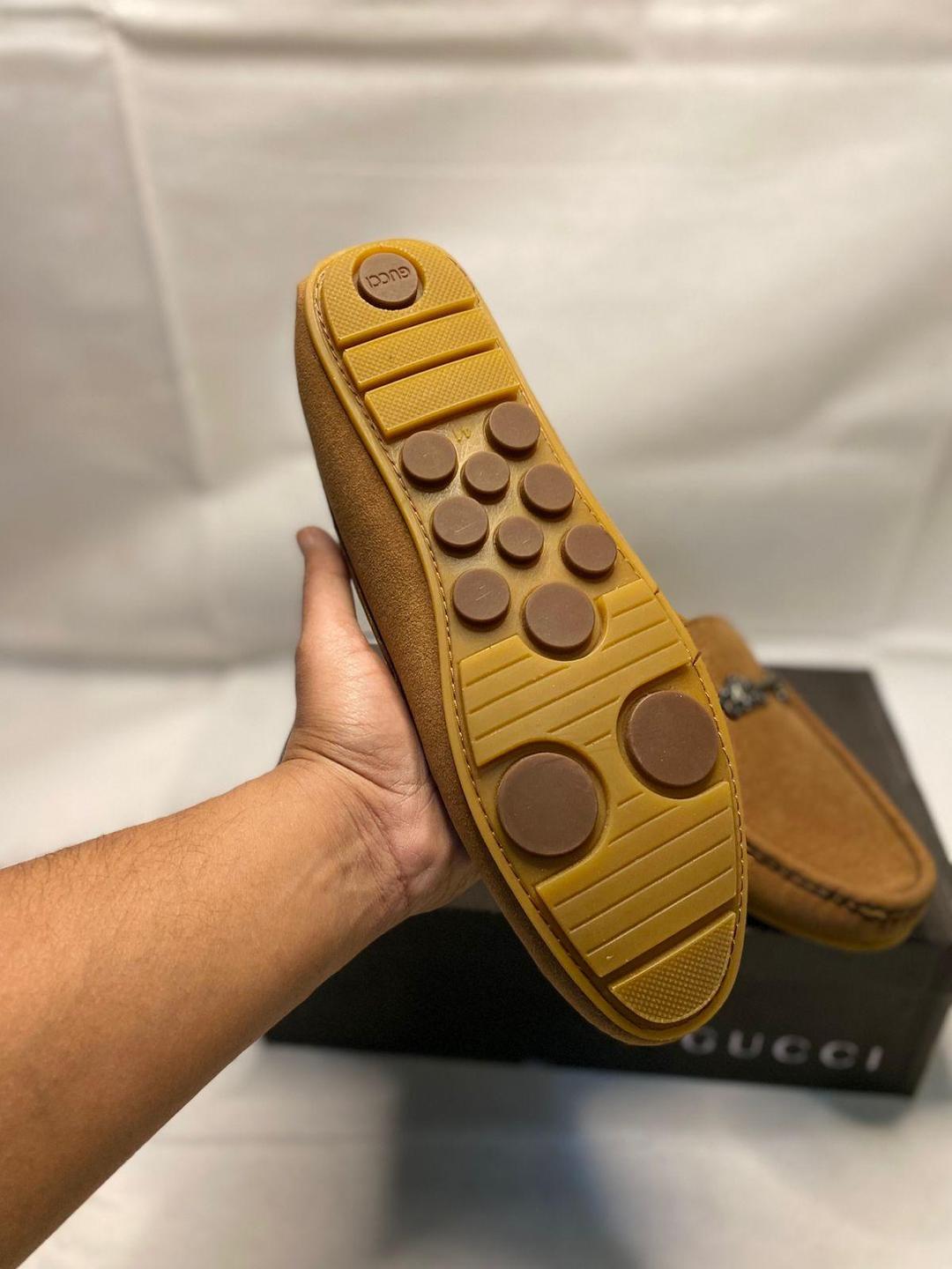 Men's Suede Fancy Loafers Mustard - Image 5