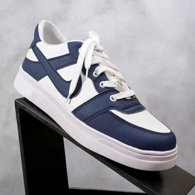 Men's Rexine Fancy Sneakers (JRD-Blue)