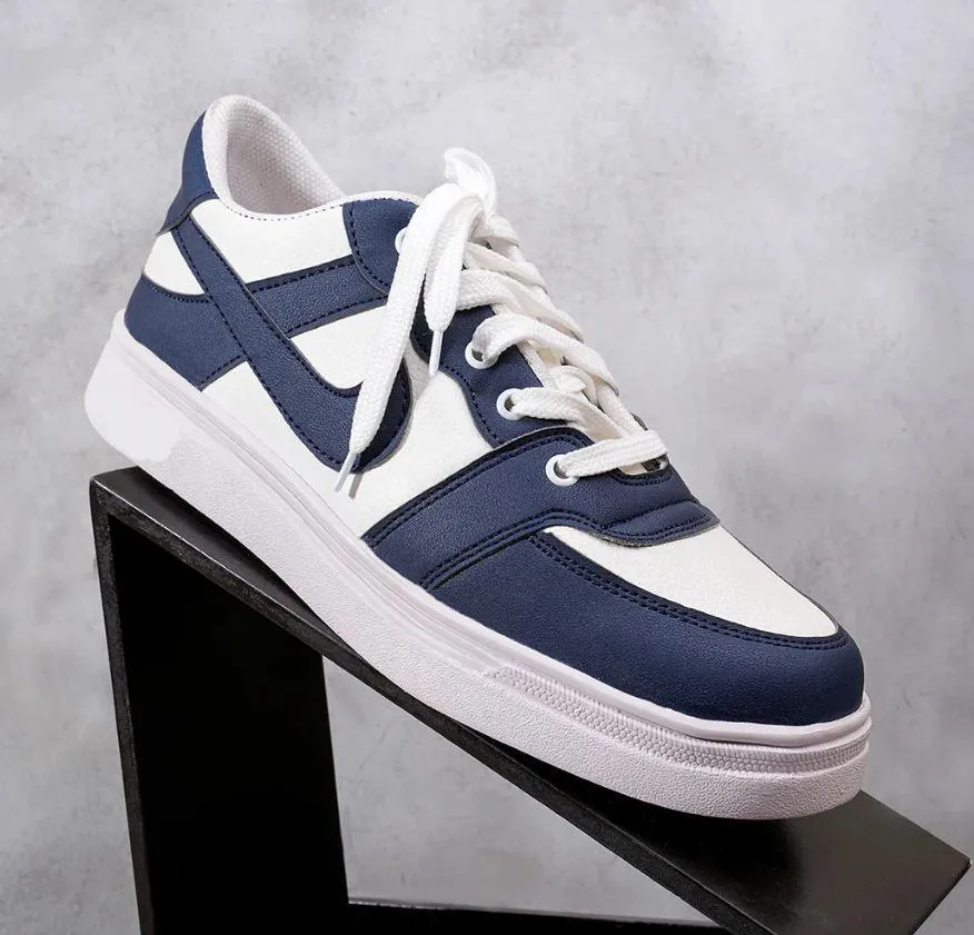 Men's Rexine Fancy Sneakers (JRD-Blue)