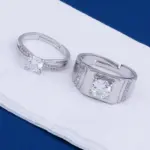 Friendship Silver Plated Crystal Couple's Ring