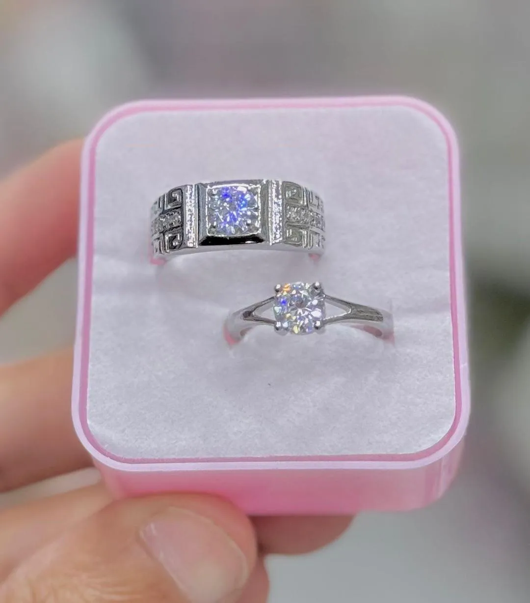 Friendship Silver Plated Crystal Couple's Ring - Image 5