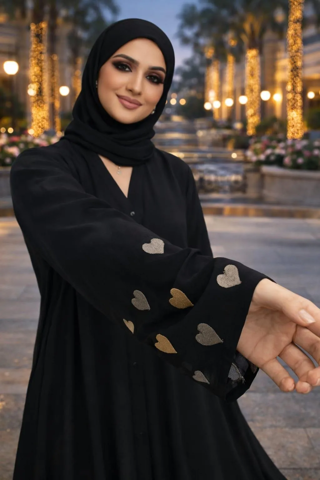 Georgette Embroidered Classic Abaya - Image 4