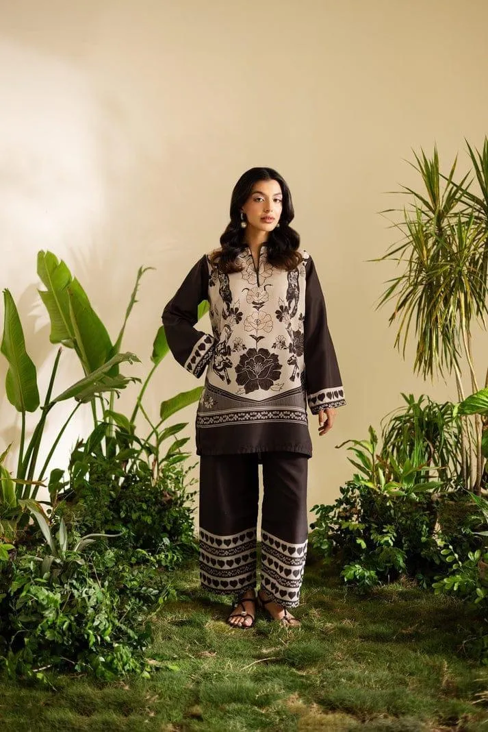 2 Pcs Women's Stitched Swiss Lawn Printed Shirt And Trouser - Image 2