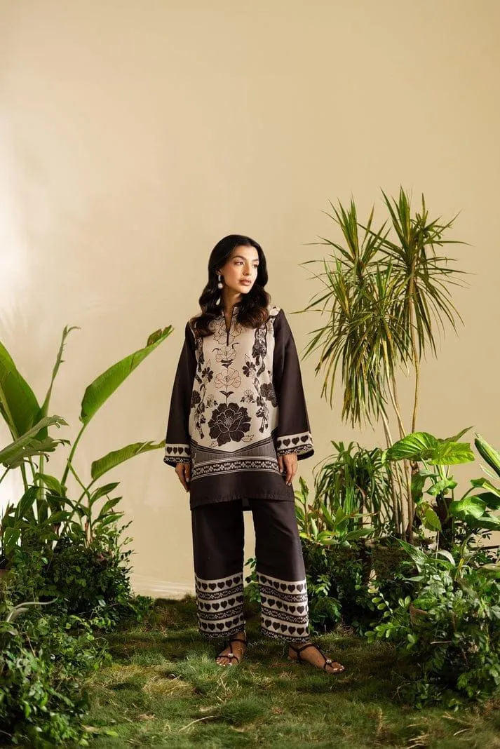 2 Pcs Women's Stitched Swiss Lawn Printed Shirt And Trouser - Image 3