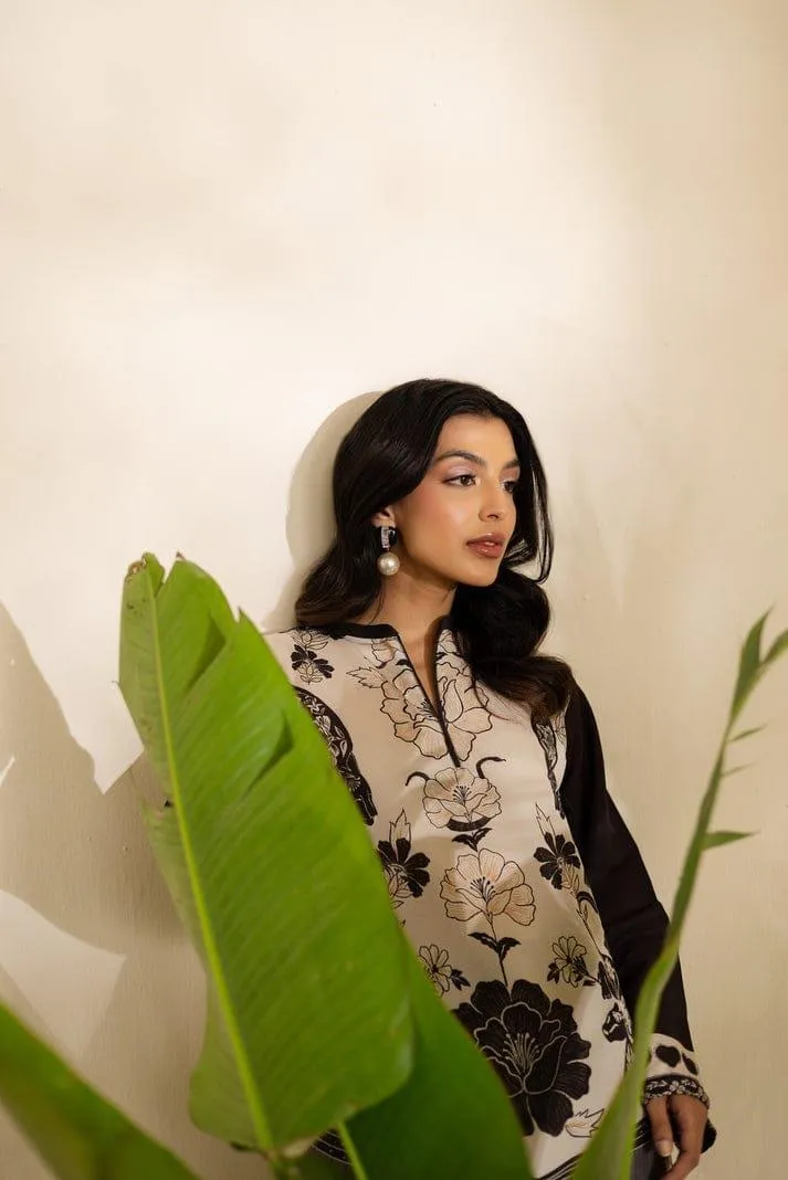 2 Pcs Women's Stitched Swiss Lawn Printed Shirt And Trouser - Image 6