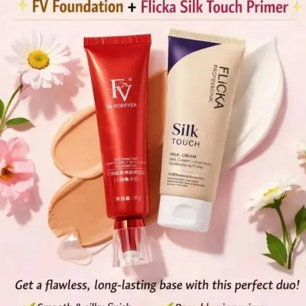 2 in 1 Makeup Deal, Flicka Primer + Fv Foundation, Buy 1 Get 1 Free
