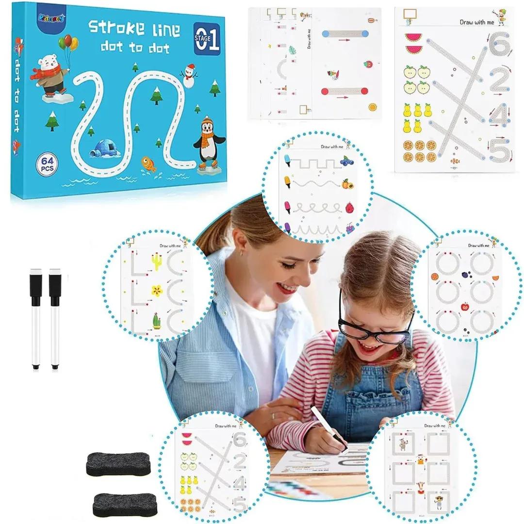 Kids's Stroke Dot to Dot Learning Book - 1 Pcs - Image 2