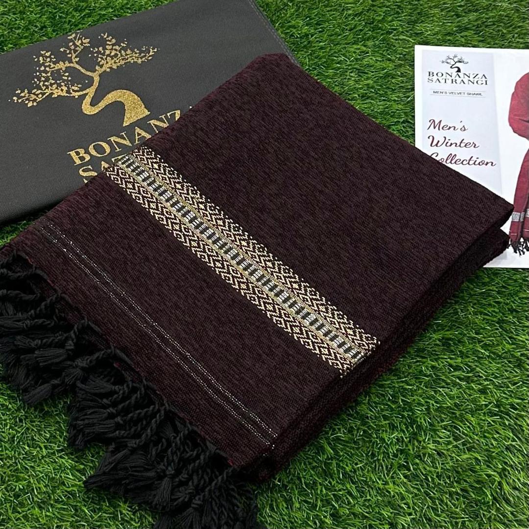 Luxurious Velvet Shawl - 1 Pc - Plain Brown Elegance - Image 2