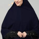 Stylish Blue & Beige Cotton Plain Khimar - 1 Pc