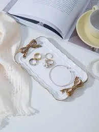DIY Design Decorative Tray handmade captivating jewelry plate/ring dish adorned with a dainty bow - Image 2