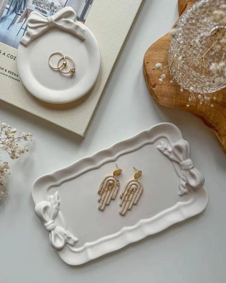 DIY Design Decorative Tray handmade captivating jewelry plate/ring dish adorned with a dainty bow - Image 3