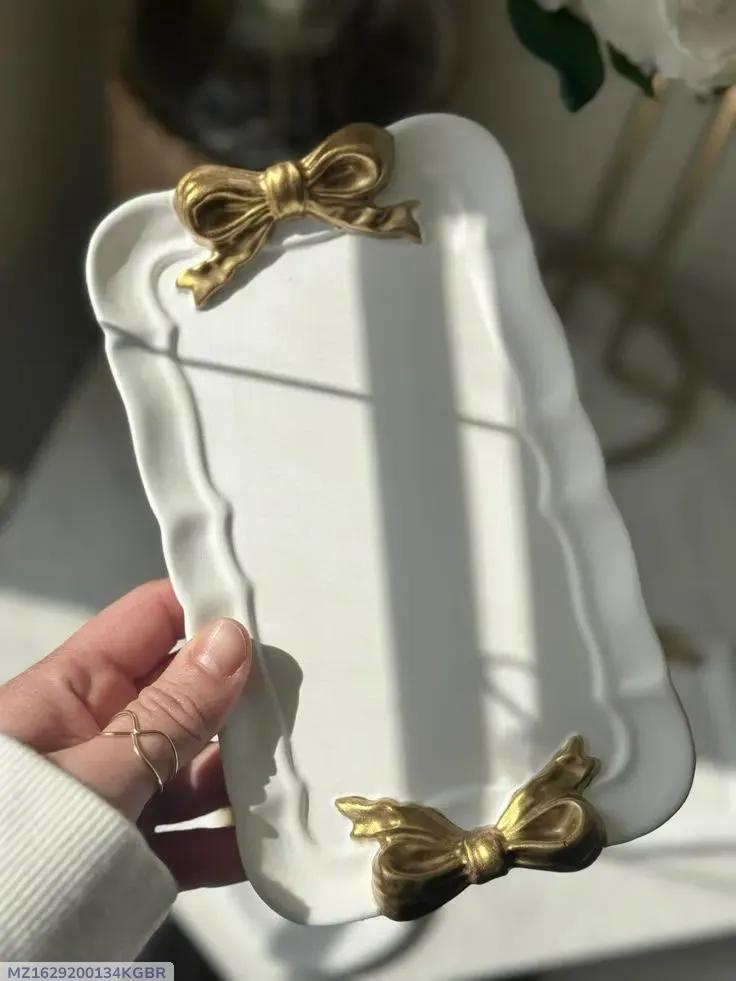 DIY Design Decorative Tray handmade captivating jewelry plate/ring dish adorned with a dainty bow - Image 5